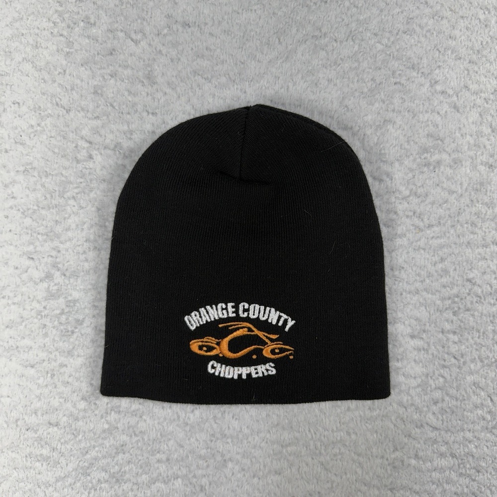 Vintage Orange County Choppers Beanie Cap Hat Black Embroidered Made In USA Med